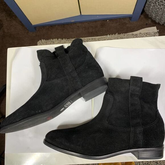 GIANNI BINI black genuine suede ankle boots booties sz 9 womens - Picture 2 of 9